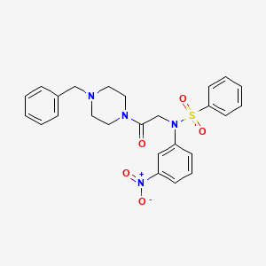 molecular formula C25H26N4O5S B3930164 N-[2-(4-benzyl-1-piperazinyl)-2-oxoethyl]-N-(3-nitrophenyl)benzenesulfonamide 