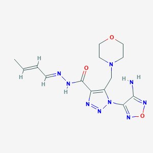 molecular formula C14H19N9O3 B393017 1-(4-amino-1,2,5-oxadiazol-3-yl)-N'-(2-butenylidene)-5-(4-morpholinylmethyl)-1H-1,2,3-triazole-4-carbohydrazide 