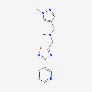 molecular formula C14H16N6O B3930177 N-methyl-1-(1-methyl-1H-pyrazol-4-yl)-N-{[3-(3-pyridinyl)-1,2,4-oxadiazol-5-yl]methyl}methanamine 