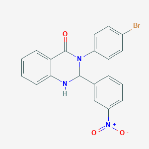 molecular formula C20H14BrN3O3 B393018 3-(4-bromophenyl)-2-(3-nitrophenyl)-2,3-dihydro-4(1H)-quinazolinone 