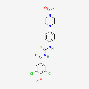 molecular formula C21H22Cl2N4O3S B3930277 N-[[4-(4-acetylpiperazin-1-yl)phenyl]carbamothioyl]-3,5-dichloro-4-methoxybenzamide 