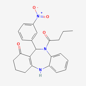 molecular formula C23H23N3O4 B3930279 10-butyryl-11-(3-nitrophenyl)-2,3,4,5,10,11-hexahydro-1H-dibenzo[b,e][1,4]diazepin-1-one 