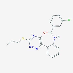 molecular formula C19H17ClN4OS B393030 6-(3-Chlorophenyl)-3-(propylsulfanyl)-6,7-dihydro[1,2,4]triazino[5,6-d][3,1]benzoxazepine 