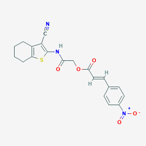 molecular formula C20H17N3O5S B393034 2-[(3-Cyano-4,5,6,7-tetrahydro-1-benzothien-2-yl)amino]-2-oxoethyl 3-{4-nitrophenyl}acrylate 