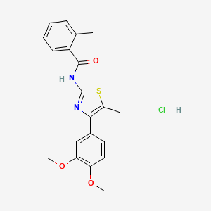 molecular formula C20H21ClN2O3S B3930403 N-[4-(3,4-dimethoxyphenyl)-5-methyl-1,3-thiazol-2-yl]-2-methylbenzamide;hydrochloride 