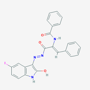 N-(1-{[2-(5-iodo-2-oxo-1,2-dihydro-3H-indol-3-ylidene)hydrazino]carbonyl}-2-phenylvinyl)benzamide