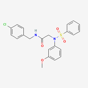 2-[N-(benzenesulfonyl)-3-methoxyanilino]-N-[(4-chlorophenyl)methyl]acetamide