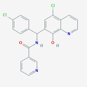 molecular formula C22H15Cl2N3O2 B3930568 N-[(5-chloro-8-hydroxy-7-quinolinyl)(4-chlorophenyl)methyl]nicotinamide 