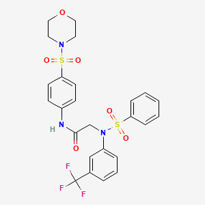 molecular formula C25H24F3N3O6S2 B3930571 N~1~-[4-(4-morpholinylsulfonyl)phenyl]-N~2~-(phenylsulfonyl)-N~2~-[3-(trifluoromethyl)phenyl]glycinamide 