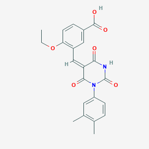 3-[(E)-[1-(3,4-dimethylphenyl)-2,4,6-trioxo-1,3-diazinan-5-ylidene]methyl]-4-ethoxybenzoic acid