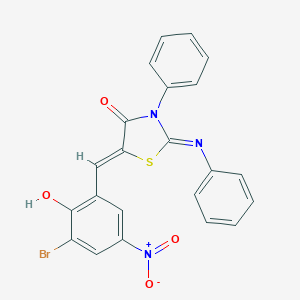 molecular formula C22H14BrN3O4S B393064 (2Z,5Z)-5-[(3-BROMO-2-HYDROXY-5-NITROPHENYL)METHYLIDENE]-3-PHENYL-2-(PHENYLIMINO)-1,3-THIAZOLIDIN-4-ONE 