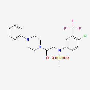 molecular formula C20H21ClF3N3O3S B3930668 N-[4-chloro-3-(trifluoromethyl)phenyl]-N-[2-oxo-2-(4-phenyl-1-piperazinyl)ethyl]methanesulfonamide 