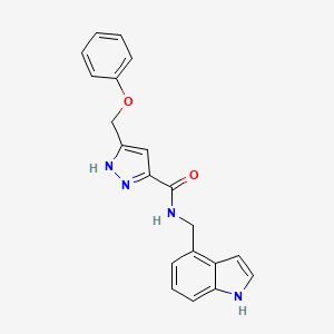 molecular formula C20H18N4O2 B3930680 N-(1H-indol-4-ylmethyl)-5-(phenoxymethyl)-1H-pyrazole-3-carboxamide 