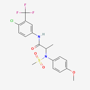 molecular formula C18H18ClF3N2O4S B3930690 N-[4-chloro-3-(trifluoromethyl)phenyl]-2-(4-methoxy-N-methylsulfonylanilino)propanamide 