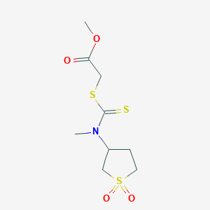 molecular formula C9H15NO4S3 B3930698 methyl ({[(1,1-dioxidotetrahydro-3-thienyl)(methyl)amino]carbonothioyl}thio)acetate 