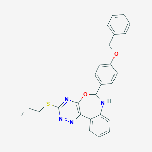 molecular formula C26H24N4O2S B393071 6-[4-(Benzyloxy)phenyl]-3-(propylsulfanyl)-6,7-dihydro[1,2,4]triazino[5,6-d][3,1]benzoxazepine 