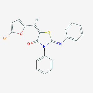 molecular formula C20H13BrN2O2S B393073 5-[(5-Bromo-2-furyl)methylene]-3-phenyl-2-(phenylimino)-1,3-thiazolidin-4-one 