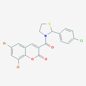 molecular formula C19H12Br2ClNO3S B393075 6,8-Dibromo-3-[2-(4-chloro-phenyl)-thiazolidine-3-carbonyl]-chromen-2-one 