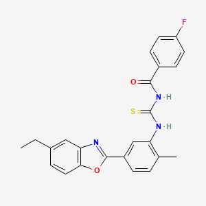 molecular formula C24H20FN3O2S B3930780 N-({[5-(5-ethyl-1,3-benzoxazol-2-yl)-2-methylphenyl]amino}carbonothioyl)-4-fluorobenzamide 