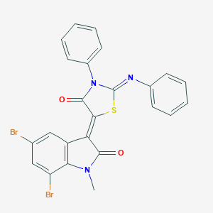 molecular formula C24H15Br2N3O2S B393081 (3Z)-5,7-dibromo-1-methyl-3-[(2Z)-4-oxo-3-phenyl-2-(phenylimino)-1,3-thiazolidin-5-ylidene]-1,3-dihydro-2H-indol-2-one 