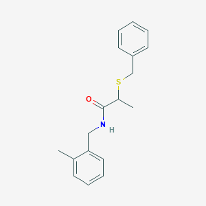 molecular formula C18H21NOS B3930832 2-(benzylthio)-N-(2-methylbenzyl)propanamide 