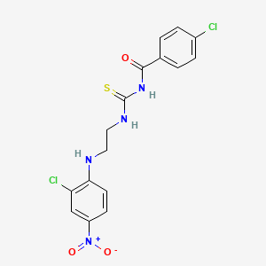 molecular formula C16H14Cl2N4O3S B3930842 4-chloro-N-[({2-[(2-chloro-4-nitrophenyl)amino]ethyl}amino)carbonothioyl]benzamide 