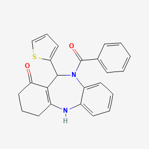 molecular formula C24H20N2O2S B3930872 10-benzoyl-11-(2-thienyl)-2,3,4,5,10,11-hexahydro-1H-dibenzo[b,e][1,4]diazepin-1-one 