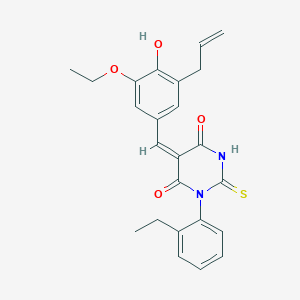 molecular formula C24H24N2O4S B3930894 5-(3-allyl-5-ethoxy-4-hydroxybenzylidene)-1-(2-ethylphenyl)-2-thioxodihydro-4,6(1H,5H)-pyrimidinedione 