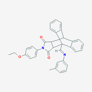molecular formula C34H28N2O3 B393090 17-(4-ethoxyphenyl)-1-{(E)-[(3-methylphenyl)imino]methyl}-17-azapentacyclo[6.6.5.0~2,7~.0~9,14~.0~15,19~]nonadeca-2,4,6,9,11,13-hexaene-16,18-dione (non-preferred name) 