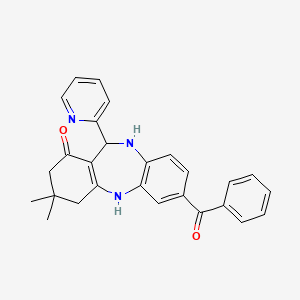 7-benzoyl-3,3-dimethyl-11-(2-pyridinyl)-2,3,4,5,10,11-hexahydro-1H-dibenzo[b,e][1,4]diazepin-1-one