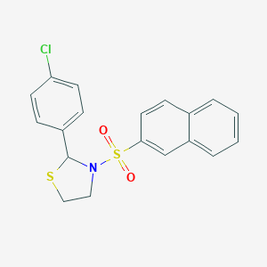 molecular formula C19H16ClNO2S2 B393094 2-(4-Chlorophenyl)-3-(2-naphthylsulfonyl)-1,3-thiazolidine CAS No. 312615-53-5
