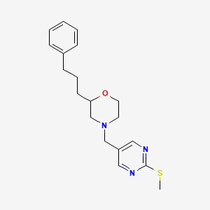 molecular formula C19H25N3OS B3930944 4-{[2-(methylthio)-5-pyrimidinyl]methyl}-2-(3-phenylpropyl)morpholine 