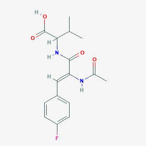 molecular formula C16H19FN2O4 B3930978 2-{[(Z)-2-(ACETYLAMINO)-3-(4-FLUOROPHENYL)-2-PROPENOYL]AMINO}-3-METHYLBUTANOIC ACID 