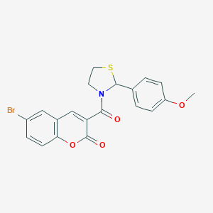 molecular formula C20H16BrNO4S B393126 6-Bromo-3-[2-(4-methoxy-phenyl)-thiazolidine-3-carbonyl]-chromen-2-one CAS No. 294874-58-1