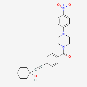 molecular formula C25H27N3O4 B3931333 1-(2-{4-[4-(4-NITROPHENYL)PIPERAZINE-1-CARBONYL]PHENYL}ETHYNYL)CYCLOHEXAN-1-OL 