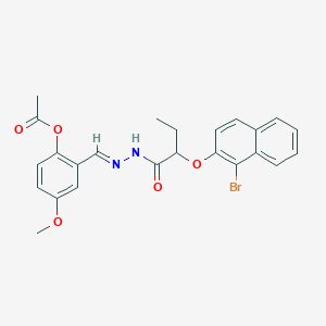 molecular formula C24H23BrN2O5 B393137 2-[(E)-(2-{2-[(1-bromonaphthalen-2-yl)oxy]butanoyl}hydrazinylidene)methyl]-4-methoxyphenyl acetate 