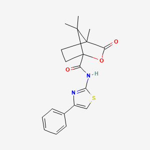 4,7,7-trimethyl-3-oxo-N-(4-phenyl-1,3-thiazol-2-yl)-2-oxabicyclo[2.2.1]heptane-1-carboxamide