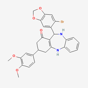 11-(6-bromo-1,3-benzodioxol-5-yl)-3-(3,4-dimethoxyphenyl)-2,3,4,5,10,11-hexahydro-1H-dibenzo[b,e][1,4]diazepin-1-one