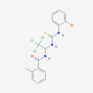 molecular formula C17H15BrCl3N3OS B3931410 N-(1-(((2-BR-ANILINO)CARBOTHIOYL)AMINO)-2,2,2-TRICHLOROETHYL)-2-METHYLBENZAMIDE CAS No. 6430-52-0