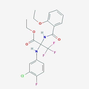 molecular formula C20H19ClF4N2O4 B393148 Ethyl 2-(3-chloro-4-fluoroanilino)-2-[(2-ethoxybenzoyl)amino]-3,3,3-trifluoropropanoate CAS No. 304879-88-7