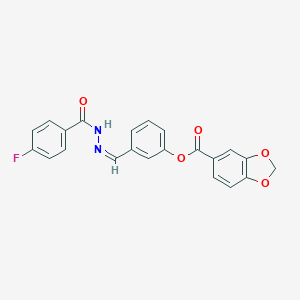 3-{[(Z)-2-(4-fluorobenzoyl)hydrazono]methyl}phenyl 1,3-benzodioxole-5-carboxylate