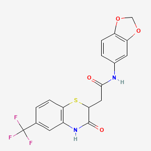 N-(1,3-benzodioxol-5-yl)-2-[3-oxo-6-(trifluoromethyl)-3,4-dihydro-2H-1,4-benzothiazin-2-yl]acetamide