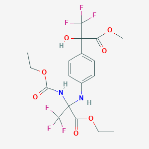 molecular formula C18H20F6N2O7 B393175 Ethyl 2-[(ethoxycarbonyl)amino]-3,3,3-trifluoro-2-{4-[2,2,2-trifluoro-1-hydroxy-1-(methoxycarbonyl)ethyl]anilino}propanoate 