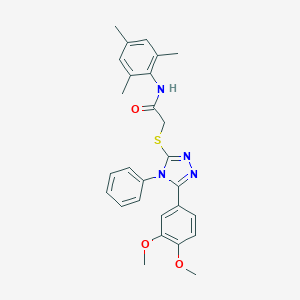molecular formula C27H28N4O3S B393188 2-{[5-(3,4-dimethoxyphenyl)-4-phenyl-4H-1,2,4-triazol-3-yl]sulfanyl}-N-mesitylacetamide CAS No. 311793-53-0