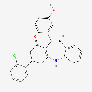 3-(2-chlorophenyl)-11-(3-hydroxyphenyl)-2,3,4,5,10,11-hexahydro-1H-dibenzo[b,e][1,4]diazepin-1-one