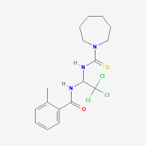 molecular formula C17H22Cl3N3OS B3931982 N-{1-[(1-azepanylcarbonothioyl)amino]-2,2,2-trichloroethyl}-2-methylbenzamide 
