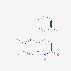 molecular formula C17H16FNO B3931996 4-(2-fluorophenyl)-6,7-dimethyl-3,4-dihydro-2(1H)-quinolinone 