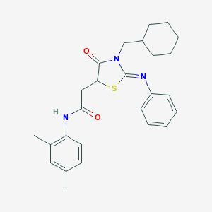 molecular formula C26H31N3O2S B393200 2-[3-(cyclohexylmethyl)-4-oxo-2-(phenylimino)-1,3-thiazolidin-5-yl]-N-(2,4-dimethylphenyl)acetamide 