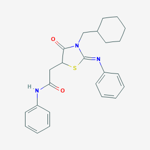 molecular formula C24H27N3O2S B393205 2-[3-(cyclohexylmethyl)-4-oxo-2-(phenylimino)-1,3-thiazolidin-5-yl]-N-phenylacetamide 