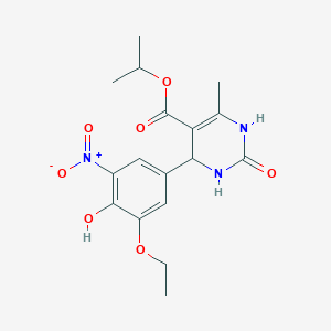 molecular formula C17H21N3O7 B3932066 isopropyl 4-(3-ethoxy-4-hydroxy-5-nitrophenyl)-6-methyl-2-oxo-1,2,3,4-tetrahydro-5-pyrimidinecarboxylate 